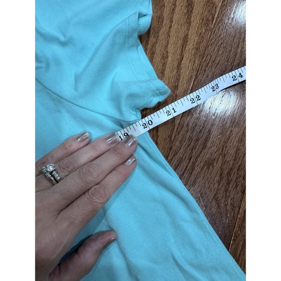 EILEEN FISHER Crew Neck T-Shirt Dress Women's L Aqua Blue Relaxed Fit Coastal - Picture 6 of 8